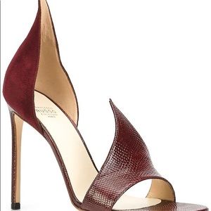 NIB Francesco Russo Flame Red Suede snakeskin Sandal Heels Size 40